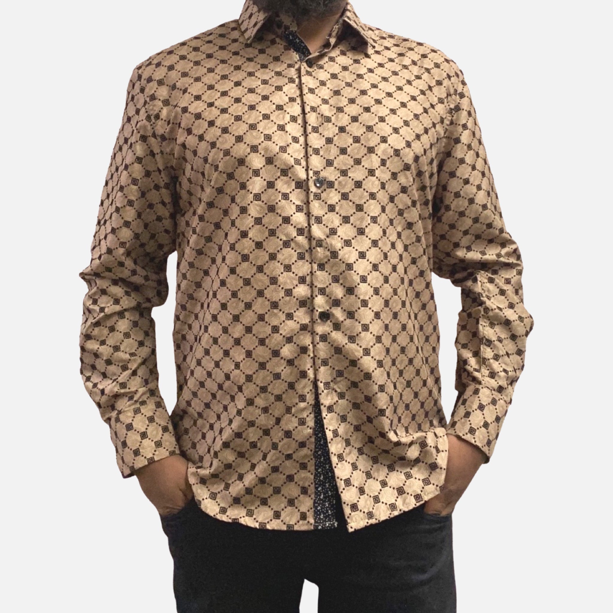 Mens Tan Button up slim fit shirt Mens Tan Button up slim fit shirt