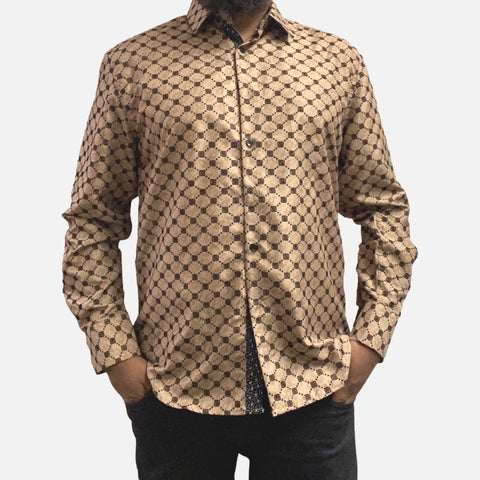 Mens Tan Button up slim fit shirt Mens Tan Button up slim fit shirt