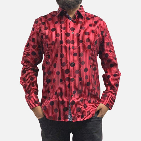 Men shirt with black flocking design Men shirt with black flocking design