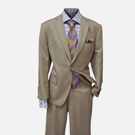 Clearance | Mens 100% Wool Suit | Camel