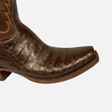 Lucchese Classic Sienna Ultra Caiman Belly Antique Brown Cowboy Boots