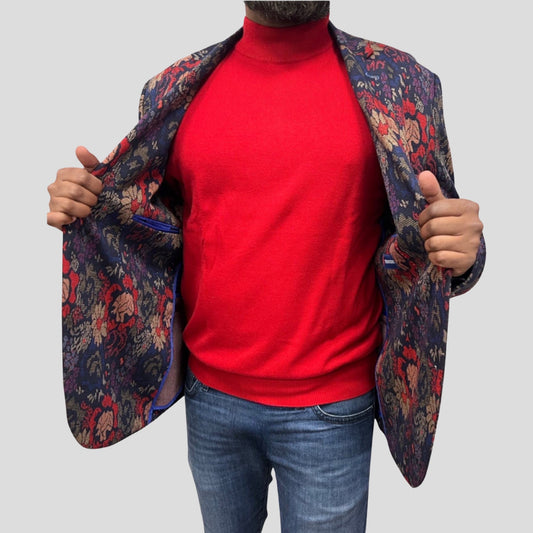 Men’s Navy and Red Fashion Blazer | Navy + Red