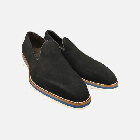 Ribbed Bottom Black Suede Loafer | Made in Italy Ribbed Bottom Black Suede Loafer | Made in Italy