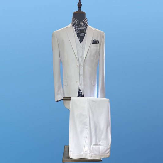 Clearance | Men's White Three Piece Suit