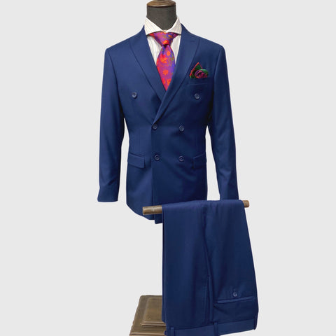Mens Double Breatsed Blue Suit Mens Double Breatsed Blue Suit
