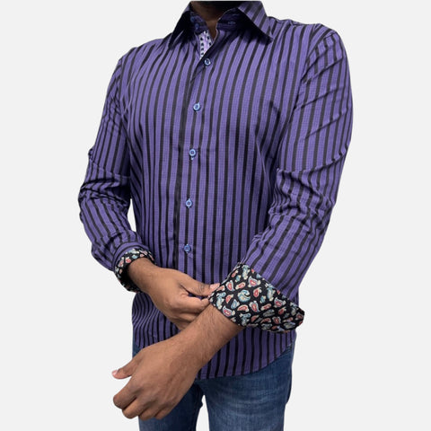 Men’s Purple Jacquard Cotton Button up Shirt | Clearance Men’s Purple Jacquard Cotton Button up Shirt | Clearance