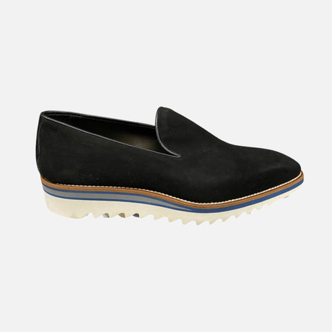 Ribbed Bottom Black Suede Loafer | Made in Italy Ribbed Bottom Black Suede Loafer | Made in Italy