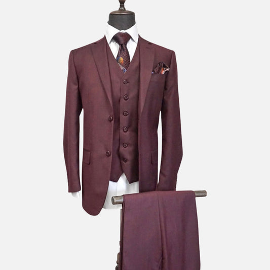 Clearance | Burgundy 3 piece Suit | Classic Fit | 58L | Last One