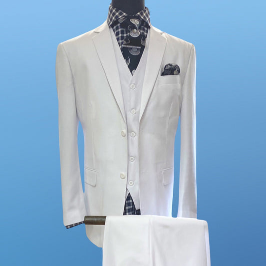 Clearance | Men's White Three Piece Suit