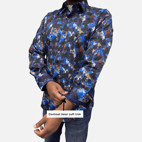 Men's Navy Button-Down Shirt by Luchiano Visconti 4756 | Clearance Men's Navy Button-Down Shirt by Luchiano Visconti 4756 | Clearance