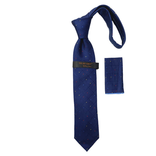 BW302 Navy Steven Land Silk Tie and Hanky