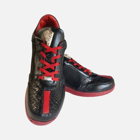 Men’s Italian red and black alligator shoe