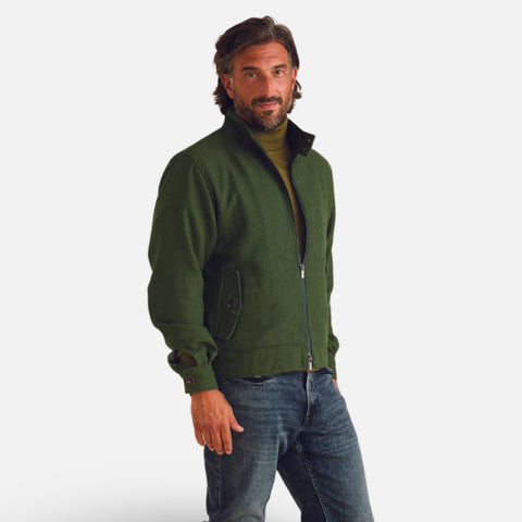 Clearance | Men’s Olive Green Herringbone Lightweight Jacket | 4XL