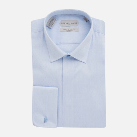 The Steven Land Elite Dress Shirt - French Cuff & Point Collar - Versatile Blue Elegance