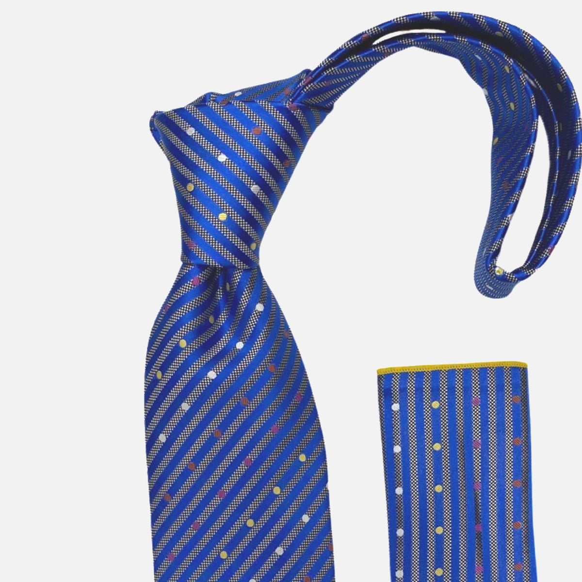 Blue 100% Silk Tie and hanky Set
