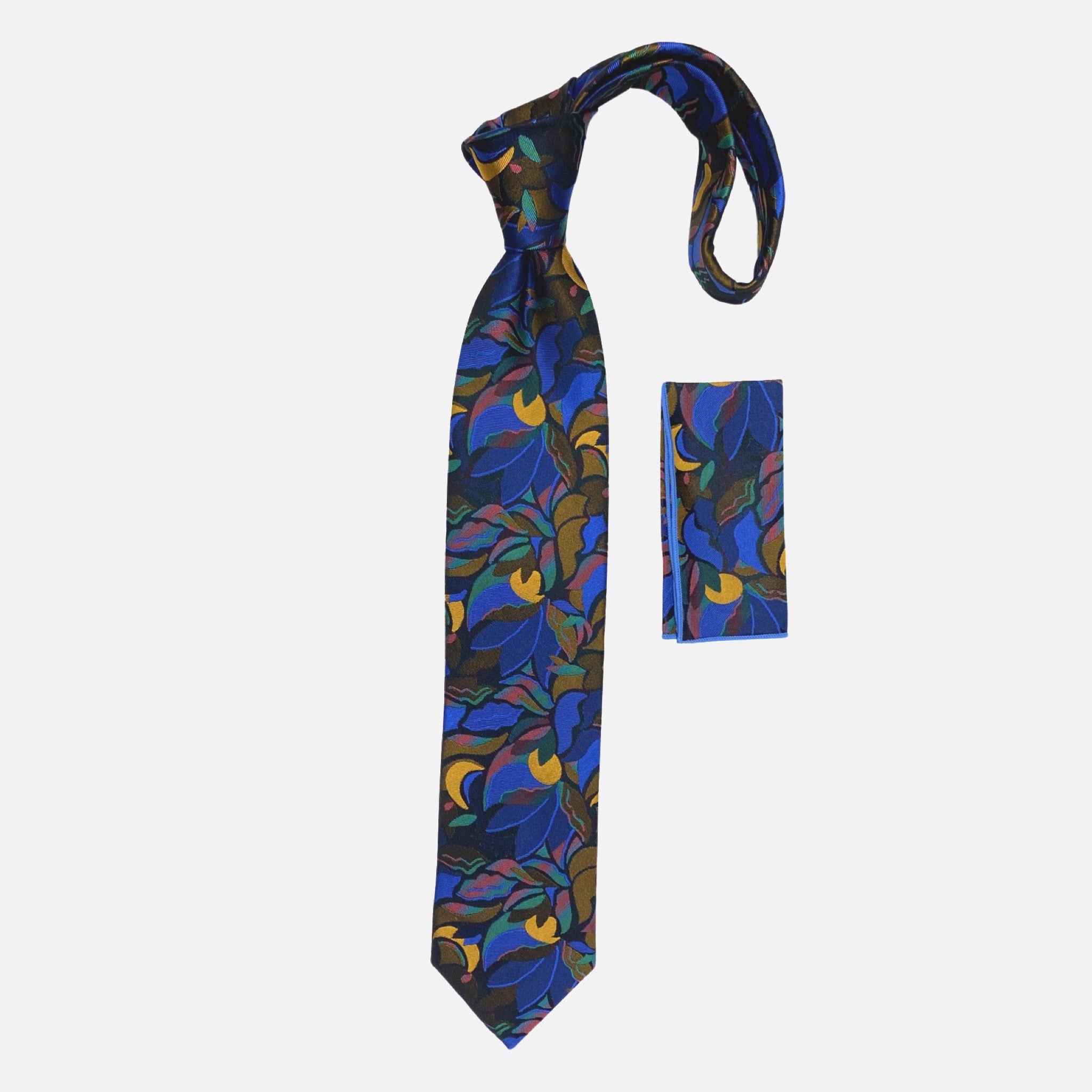 Steven Land Handmade 100% Silk Big Knot Tie & Matching Hanky - Style BW2406