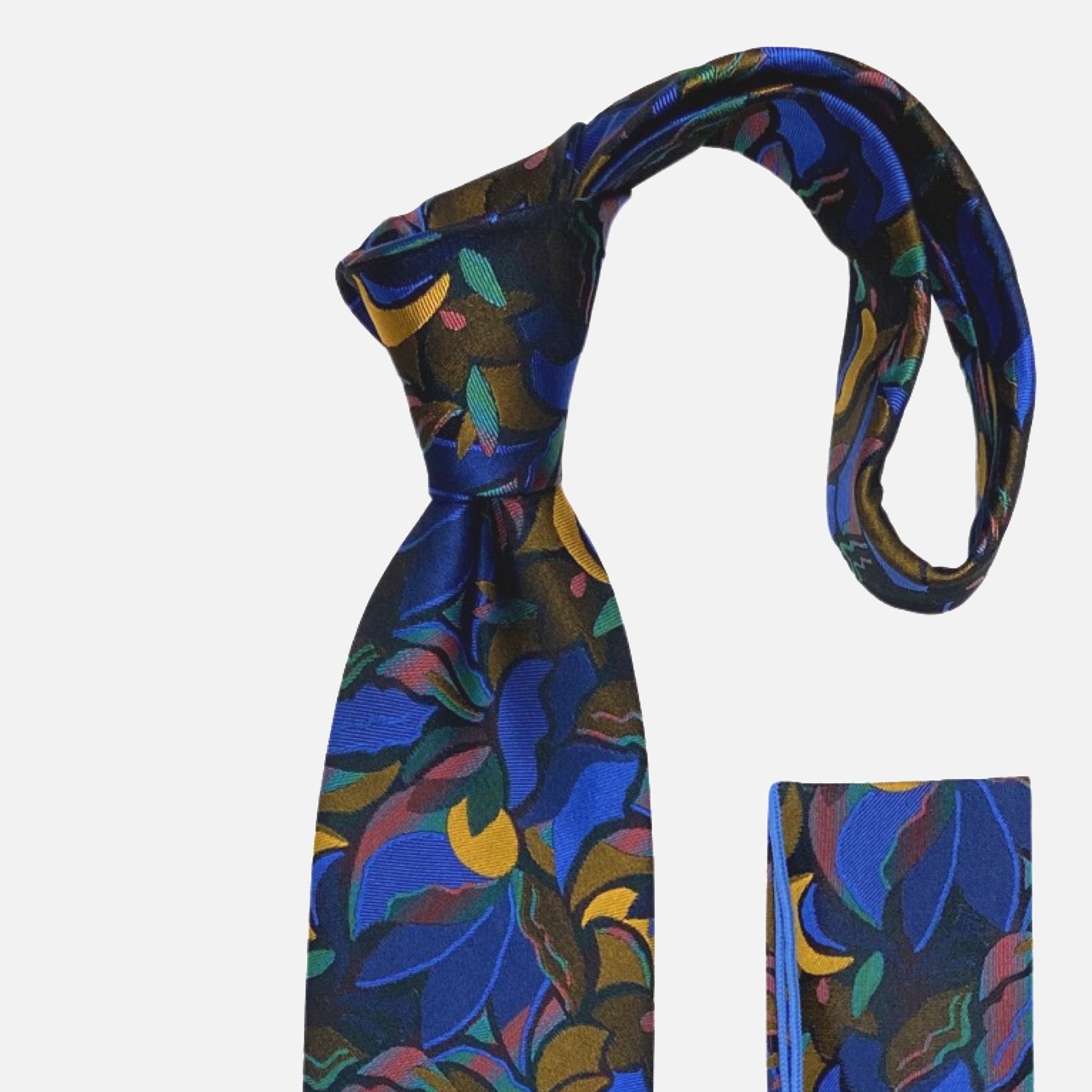 Steven Land Handmade 100% Silk Big Knot Tie & Matching Hanky - Style BW2406