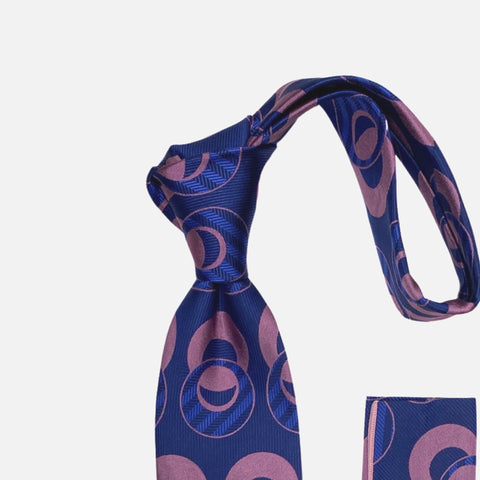 Navy blue premium tie with pink 
