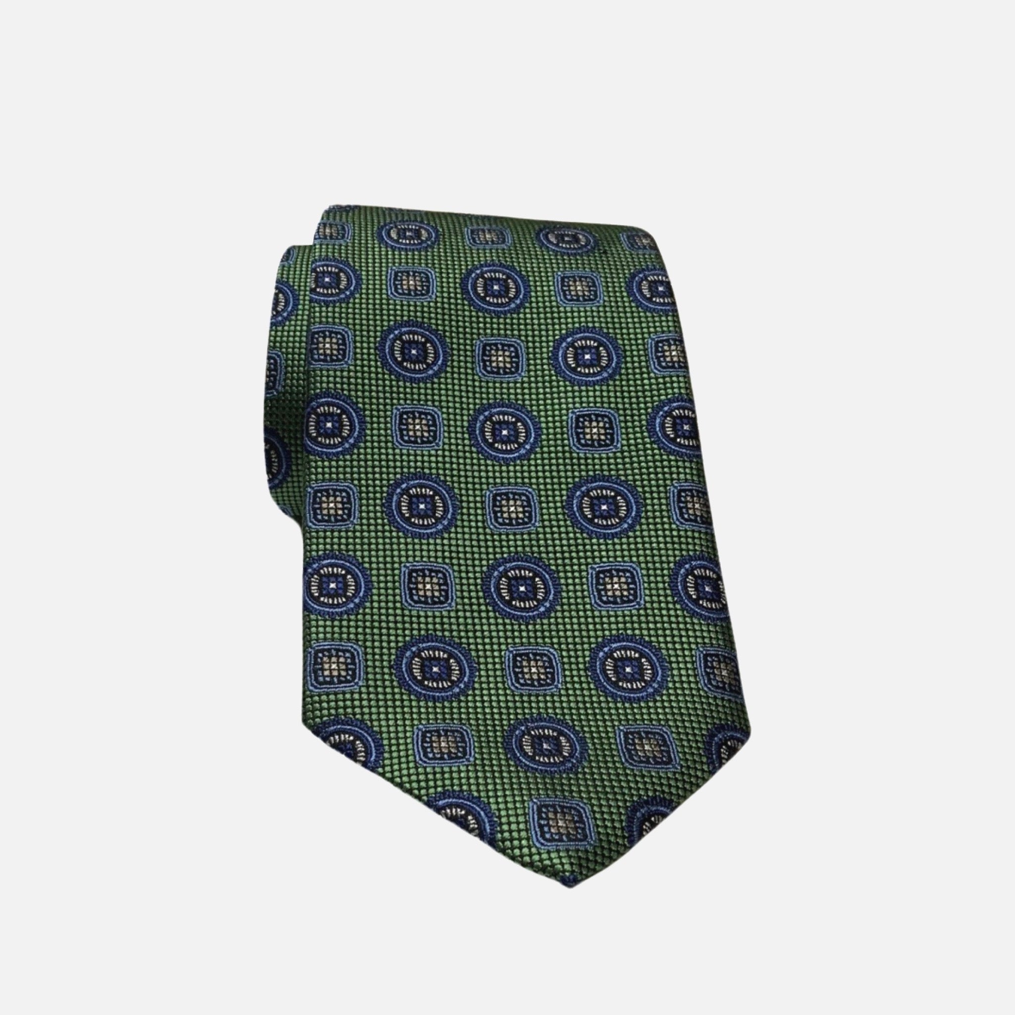 Mens hand made green tie in USA Silk