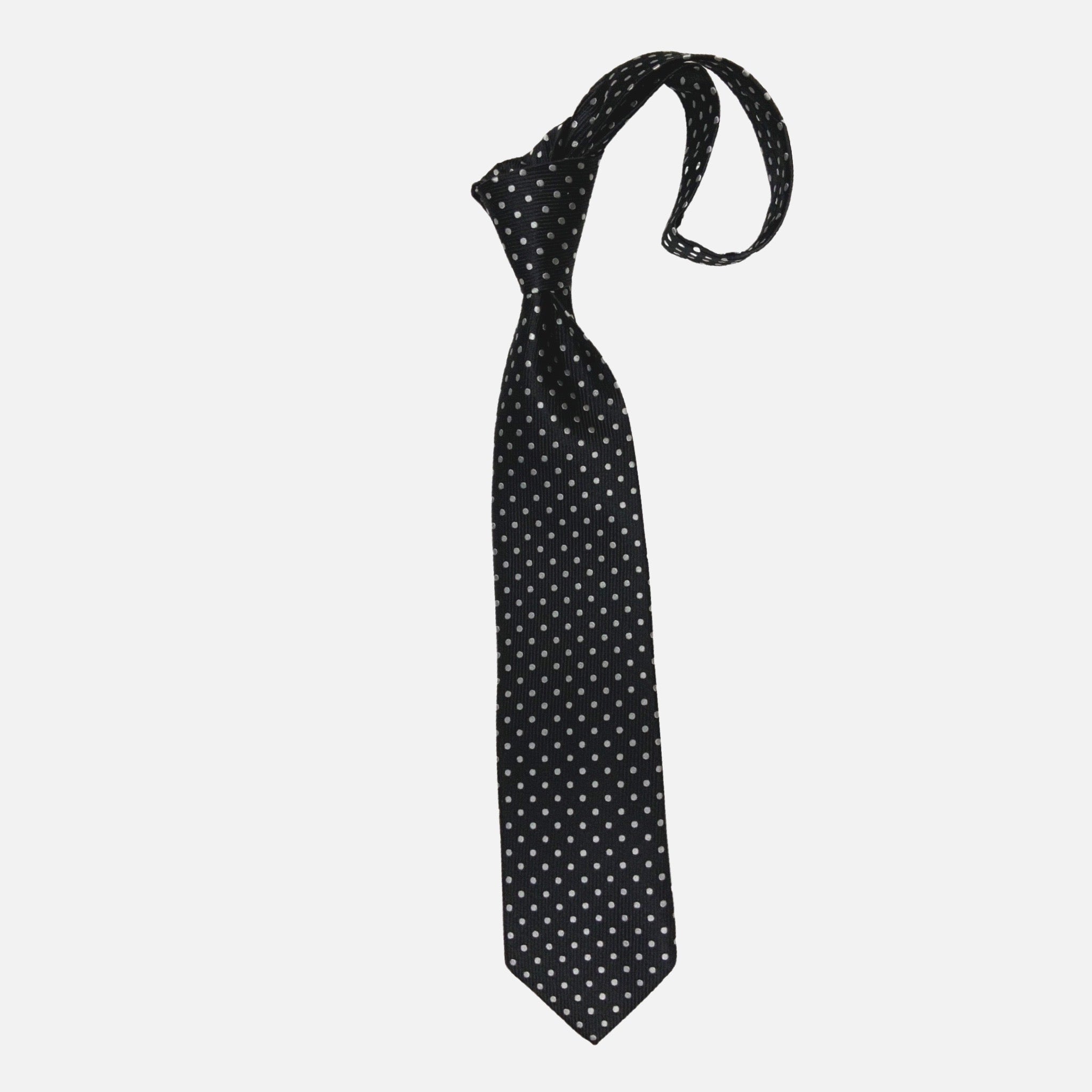 Premium Silk Tie Hand Made in USA | Black Polka Dot Tie