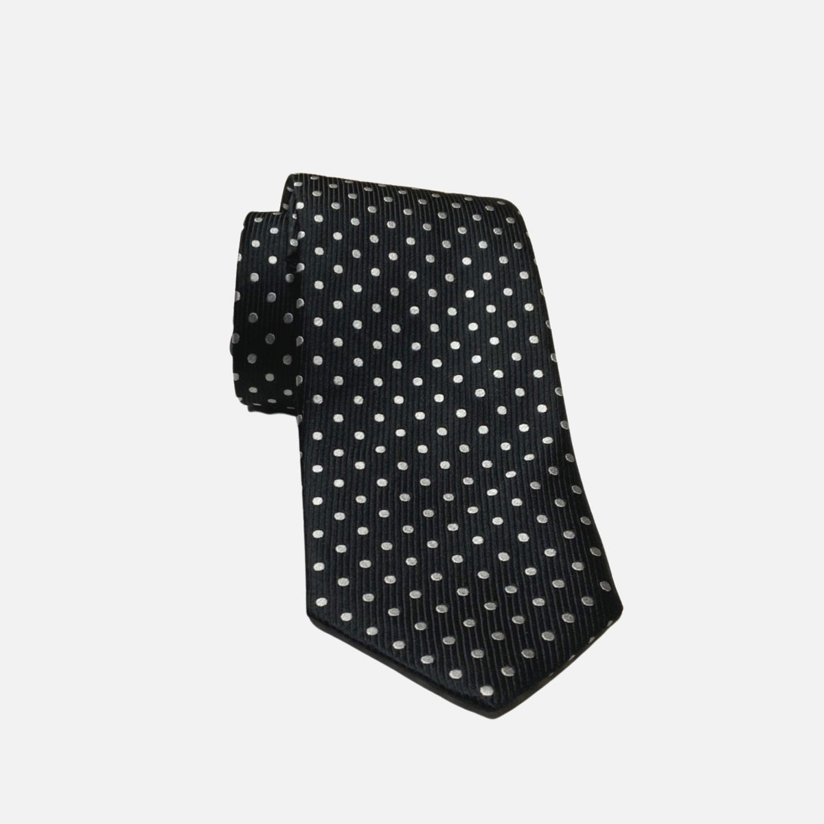 JZ Richards Black Silk Polka Dot Tie for Men