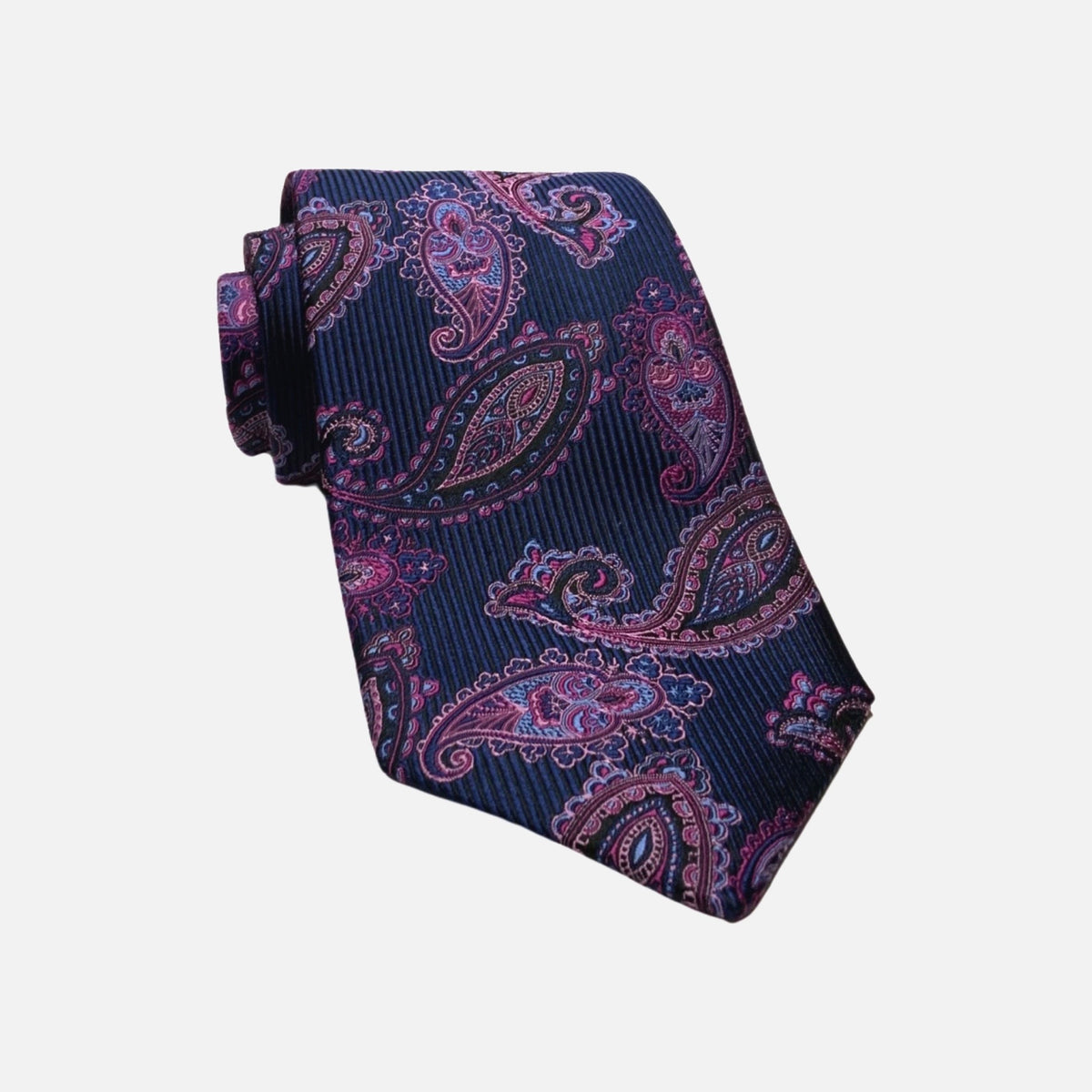 Navy Blue Paisley premium silk necktie for men