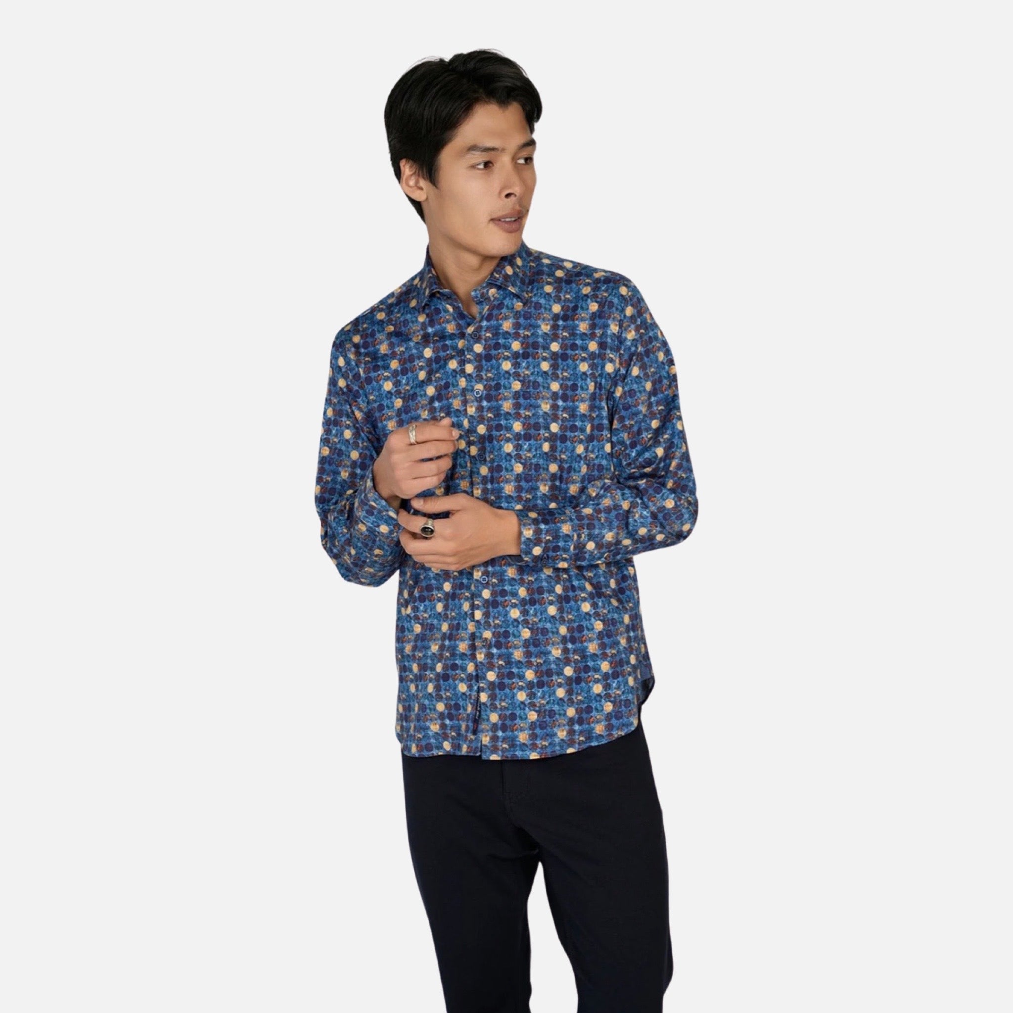 Luchiano Blue Button Down Shirt | 4734