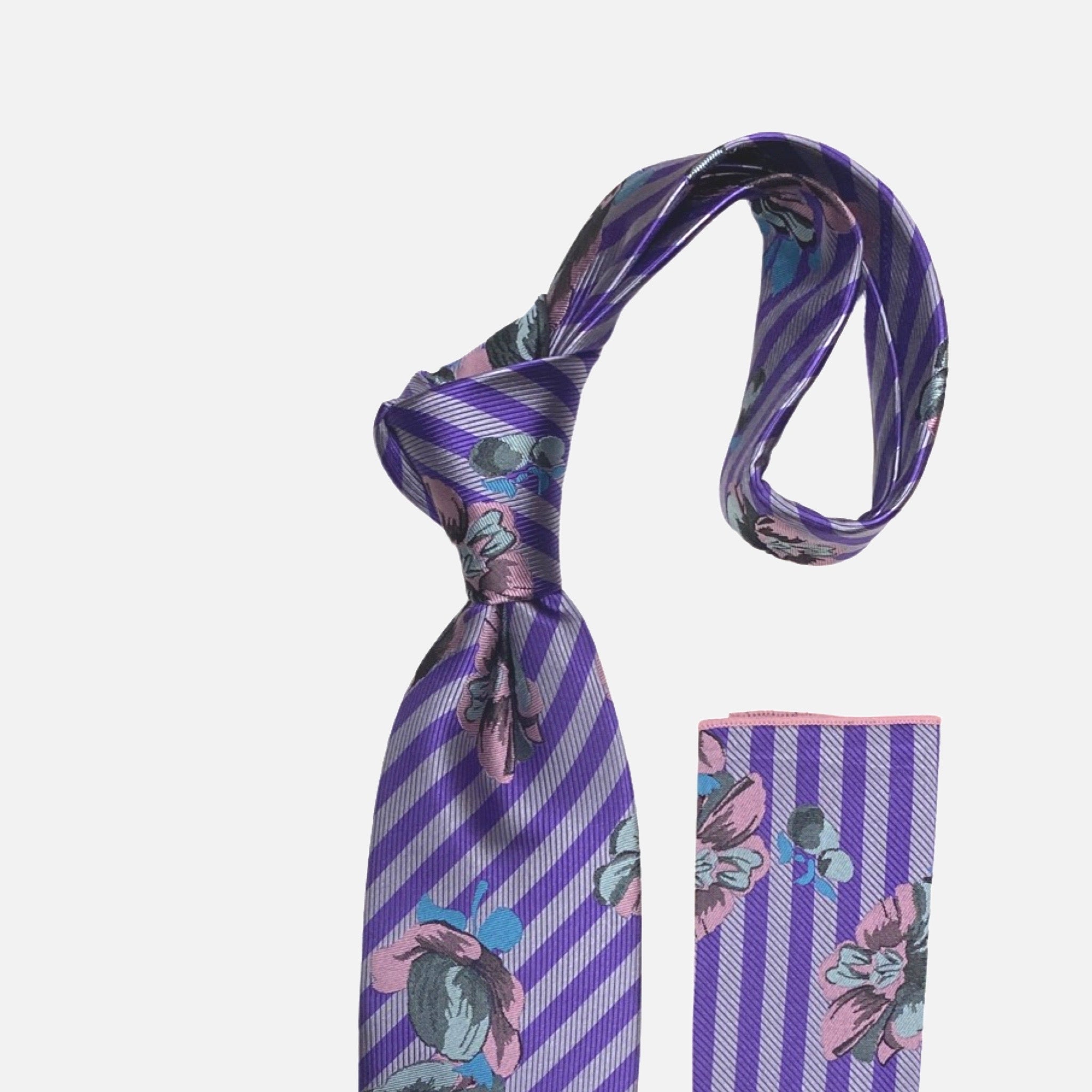 Steven Land Silk tie and hanky BW2405 Purple