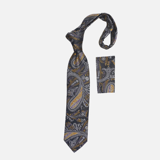 Steven Land Black and Gold Silk tie BW2411