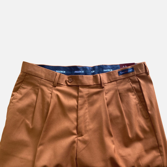 Clearance Sale: Inserch Men's Two-Pleat Pants - Caramel - Now Only $49.99!