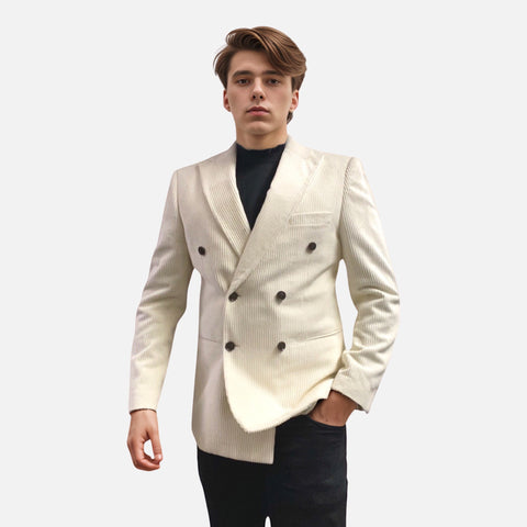 Inserch double breasted corduroy jacket white