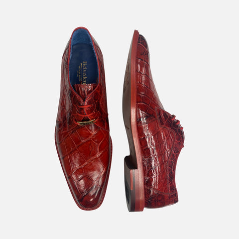 Last Pair | Men’s Belvedere Alligator Shoe “Amato” - Red | Size 10.5