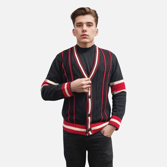 Inserch Black Cardigan Sweater SW901 - Men's Cozy Knitwear | Clearance