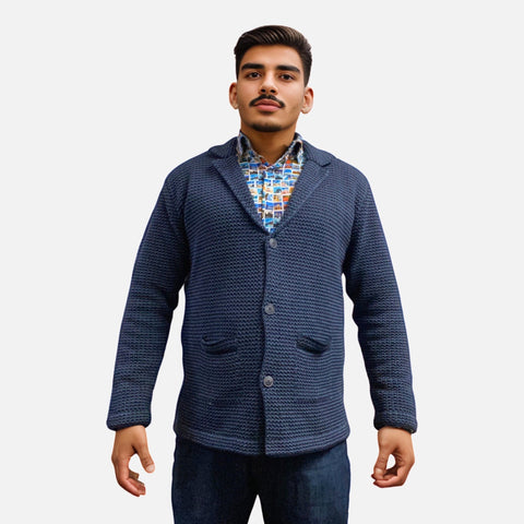 Mens navy blue cardigan sweater