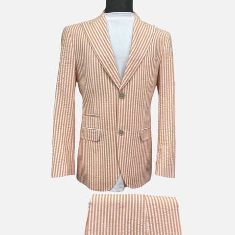 Mens cotton Coral searsucker summer suit