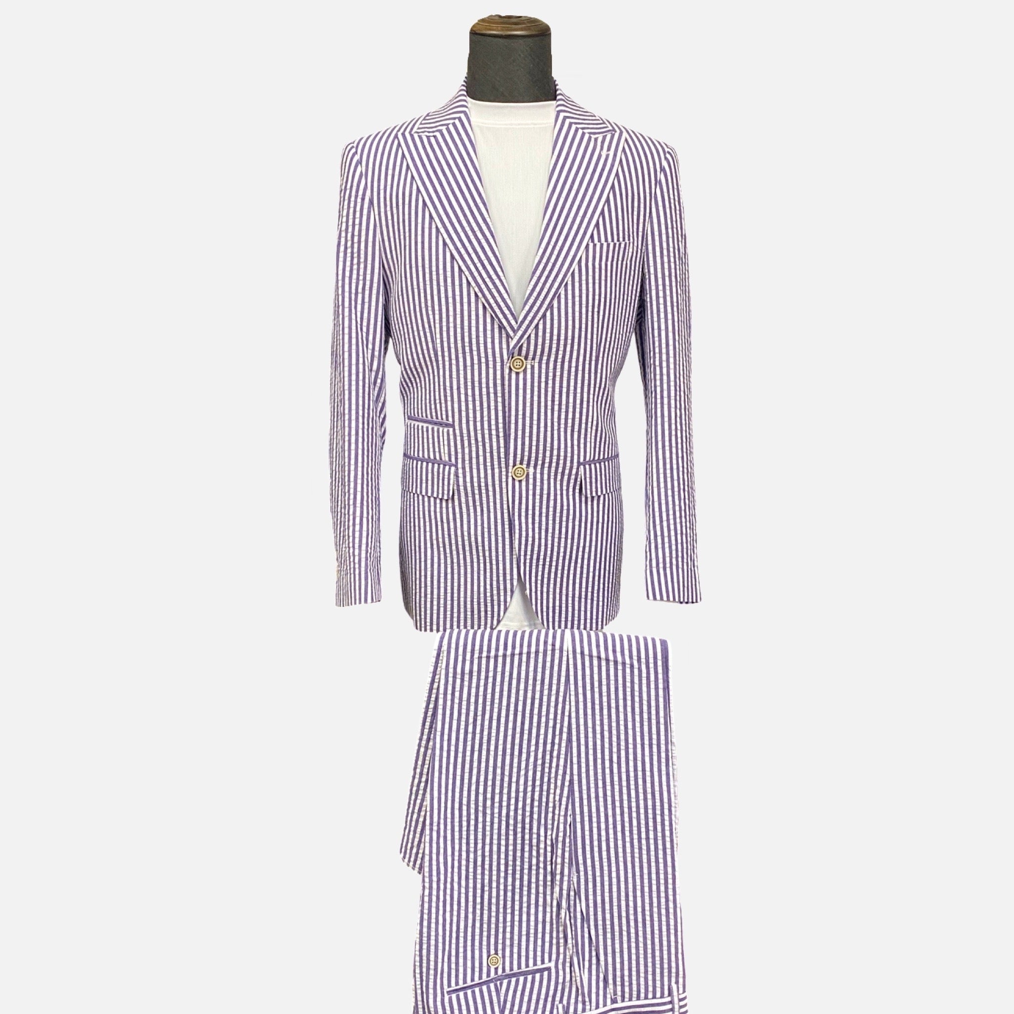 Cotton Eggplant/purple mens suit 