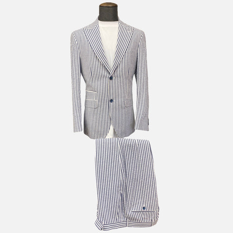 Dark Navy cotton Searsucker suit for men