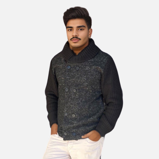 Mens Double Breasted Shawl Collar Sweater | Clearance
