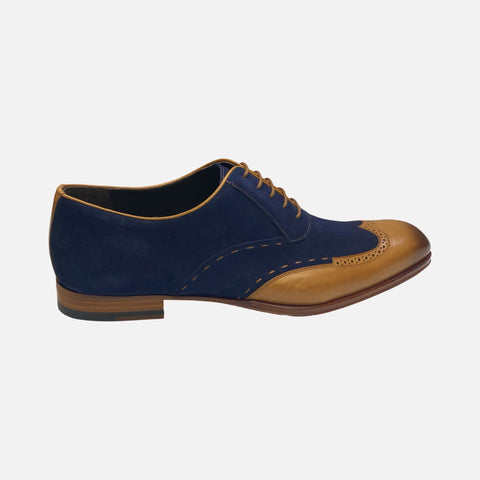 mens wingtip shoe by Mezlan camel blue