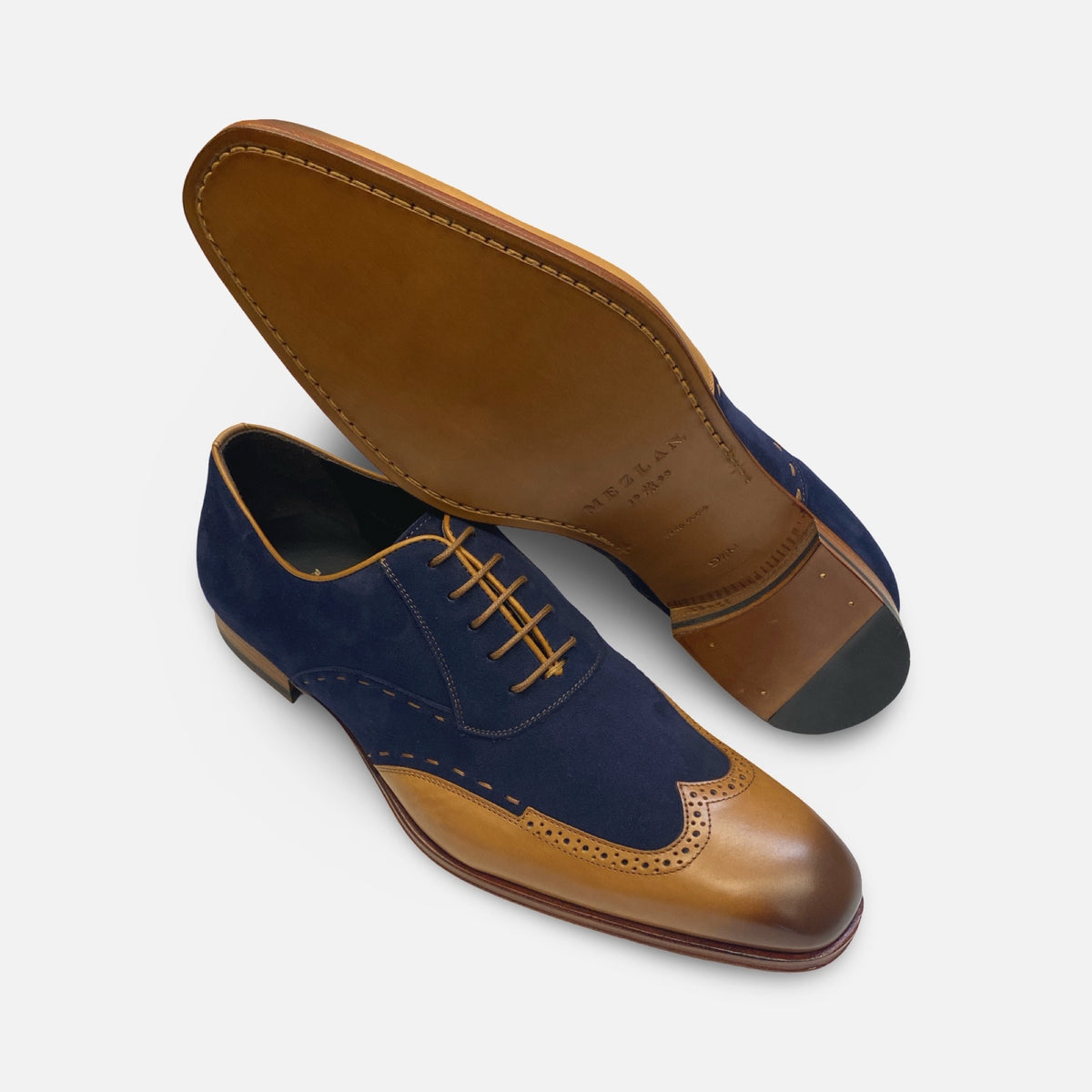 Camel/Blue Paganini mens Mezlan two tone shoe