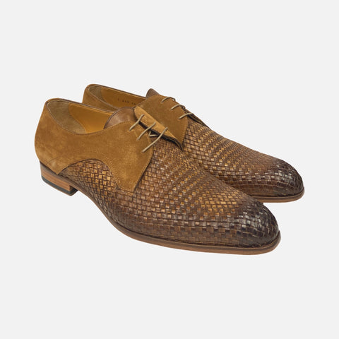 Jose Real (T650 - Whiskey) Suede Trim Basket Weave Shoe | Last Pairs