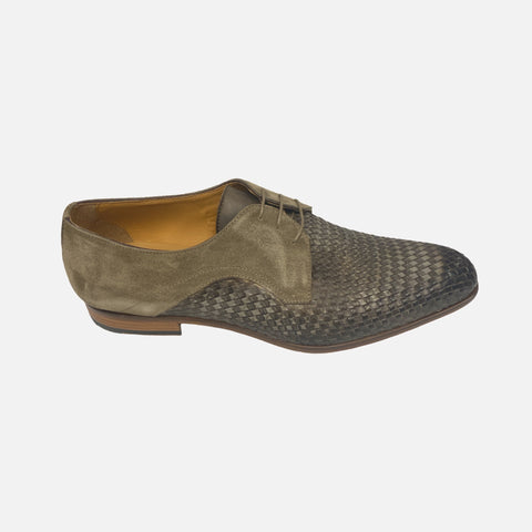 Jose Real Taupe Suede Trim Basket Weave Shoe | Last Pairs | Clearance