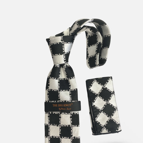 Steven Land Big Knot Silk Tie | BW436  White/Black