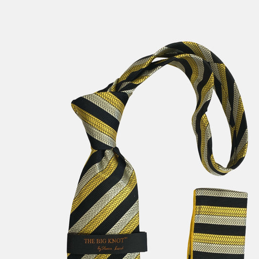 Steven Land Big Knot Silk Tie | BW431 Black/Gold