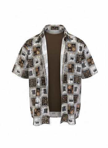 Men’s Prestige White Short Sleeve Lace Casual Shirt “Lace-619”