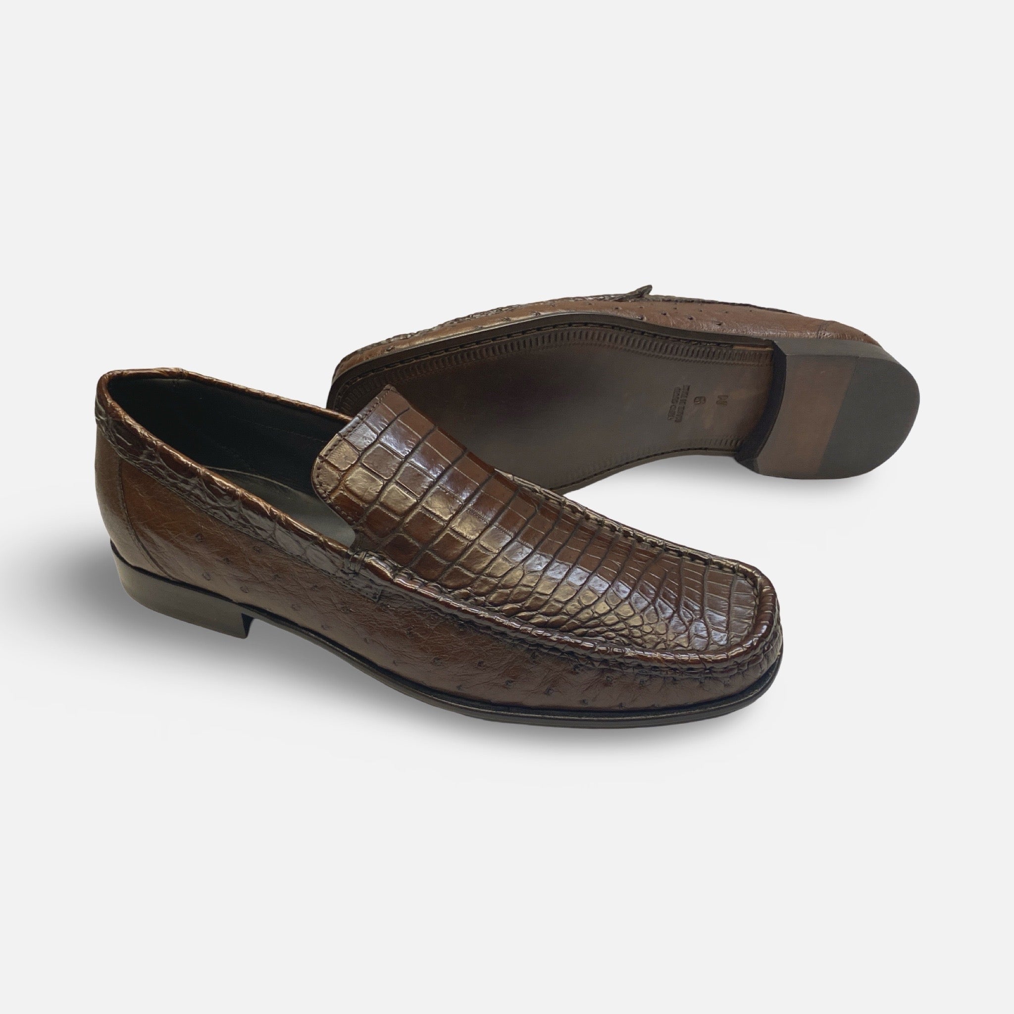 mens croc and ostrich loafer, Made in Italy