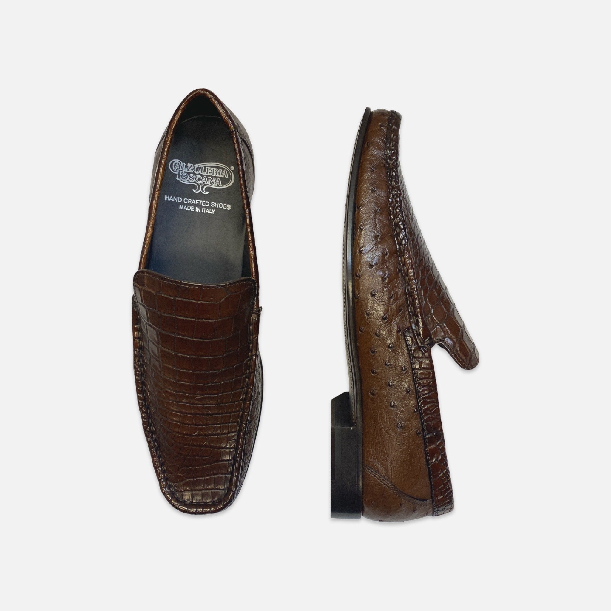 Calzoleria Toscana brown ostrich and croc shoe