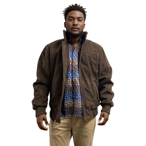 Brown Suede Bomber Jacket for Men