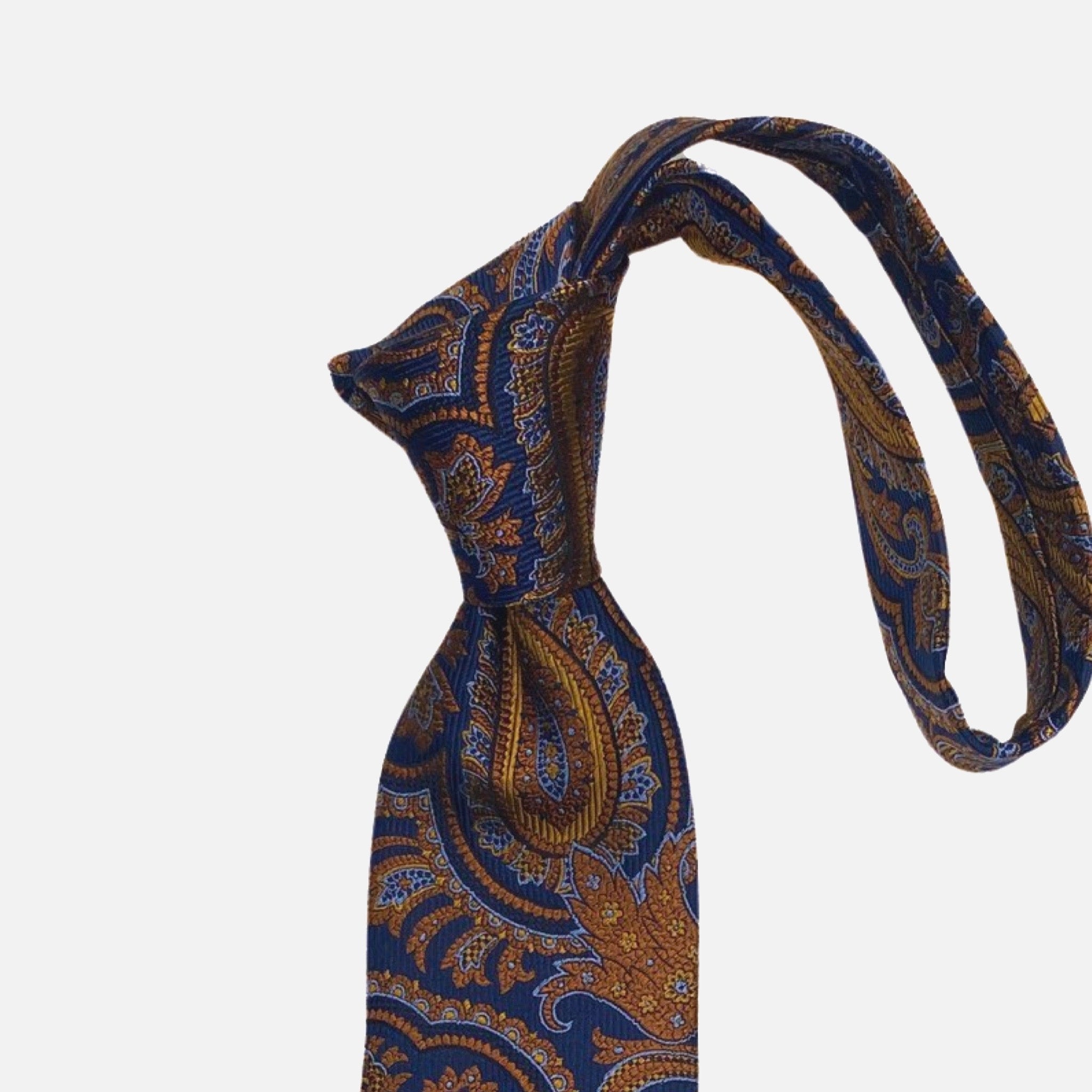 JZ Richards Navy Blue Woven Silk Paisley Tie -  Handcrafted in the USA
