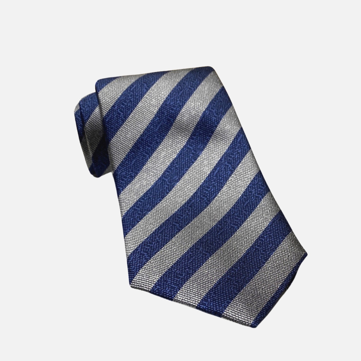 JZ Richards 100% Silk tie made in USA | Blue Gray striped